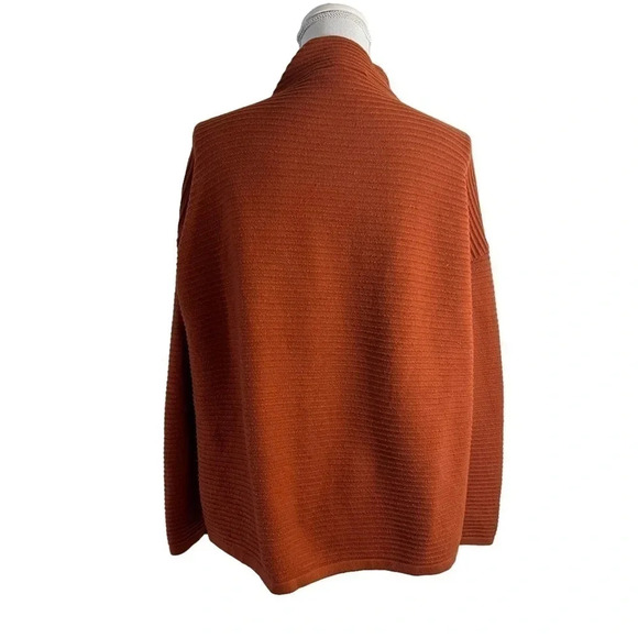 French Connection Burnt Orange Sweater Size Small Mock Neck Ribbed Pullover Top - Picture 2 of 6
